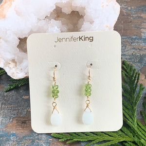 Quest Earrings / Peridot and Moonstone