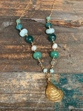 Chesapeake Necklace | Green Gemstones and Pearls with Oyster Pendant