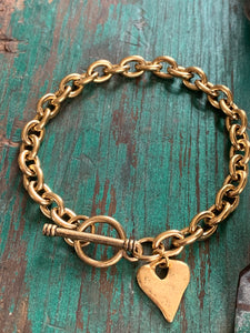 Rustic Heart Charm Bracelet