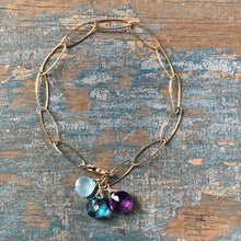 Gem Trio Bracelet - Amethyst & Blue/Gold Filled