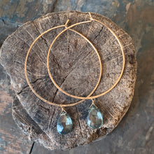 Sage Hoop Earrings| Gold Filled with Green Quartz Drops