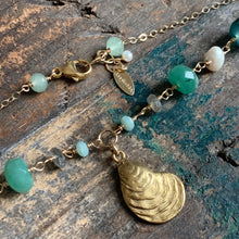 Chesapeake Necklace | Green Gemstones and Pearls with Oyster Pendant