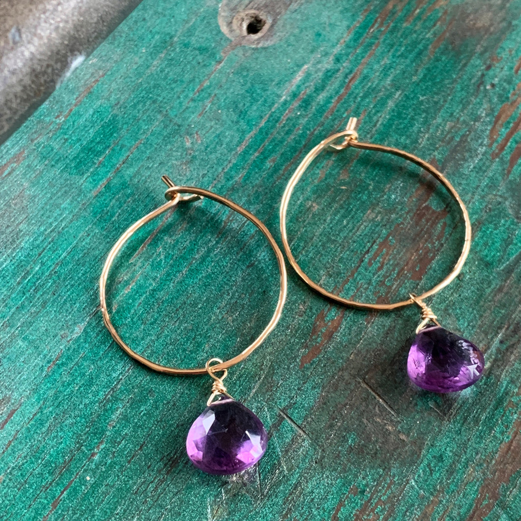 Amethyst Hoop Earrings