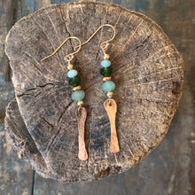 Valley Earrings| Hammered Gold and Green Gemstones