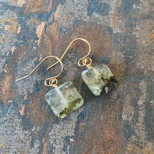 Prehnite Square Earrings