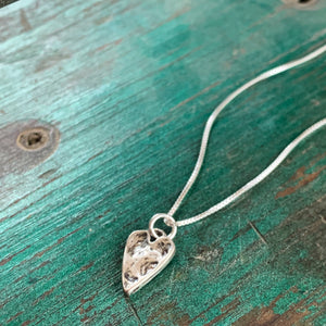 Rustic Silver Heart Charm Necklace