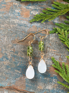 Quest Earrings / Peridot and Moonstone