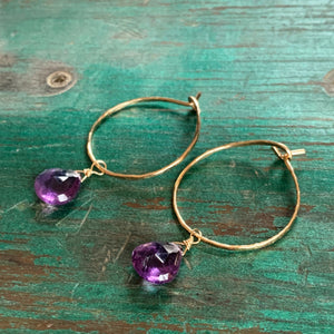 Amethyst Hoop Earrings