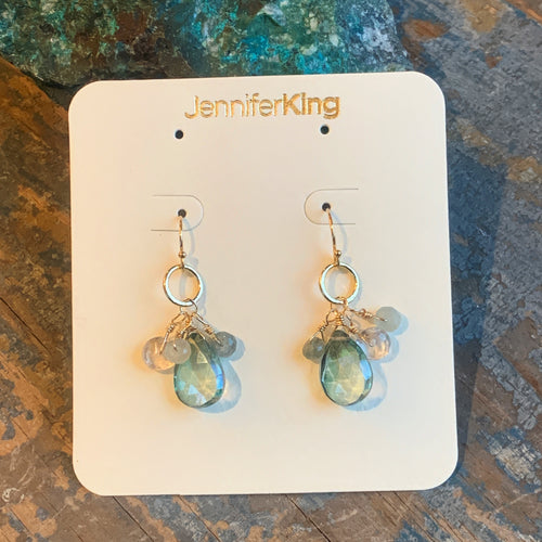 Green Quartz Cluster Earrings