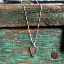 Rustic Silver Heart Charm Necklace