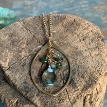 Mystic Necklace | Hammered Pendant with Green Quartz