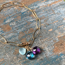 Gem Trio Bracelet - Amethyst & Blue/Gold Filled