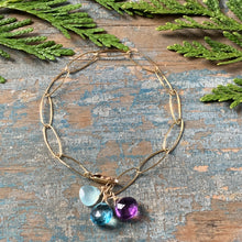 Gem Trio Bracelet - Amethyst & Blue/Gold Filled