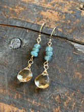 Quest Earrings / Moss Aquamarine with Champagne Quartz