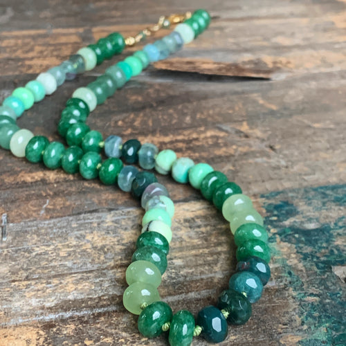 Enchanted Necklace | Hand Knotted Green Gemstone Necklce