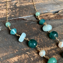 Chesapeake Necklace | Green Gemstones and Pearls with Oyster Pendant