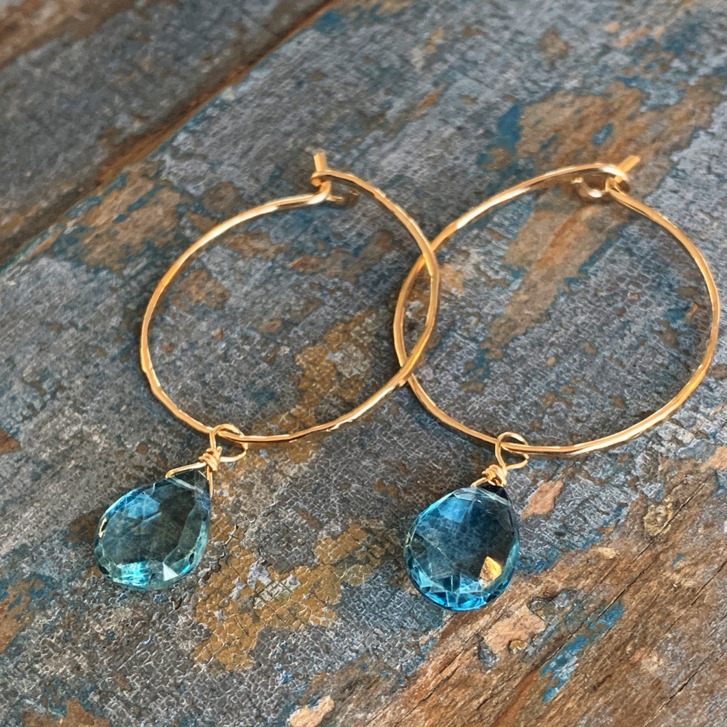 Gemstone Hoops / Blue Quartz