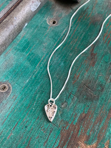 Rustic Silver Heart Charm Necklace