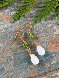 Quest Earrings / Peridot and Moonstone