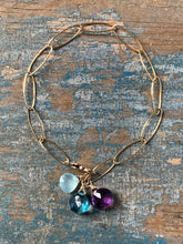 Gem Trio Bracelet - Amethyst & Blue/Gold Filled