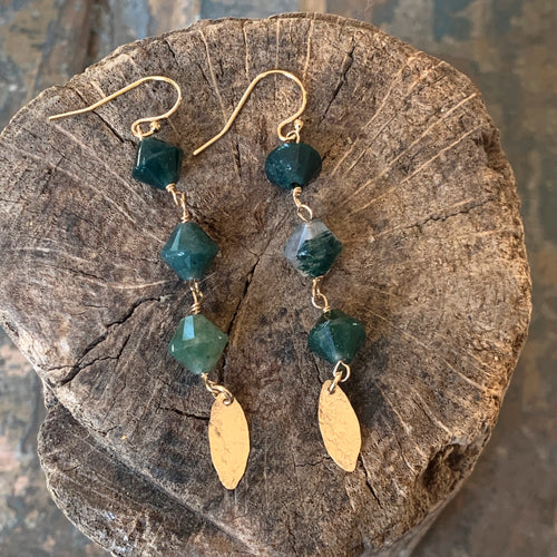 Sequoia Earrings | Moss Agate