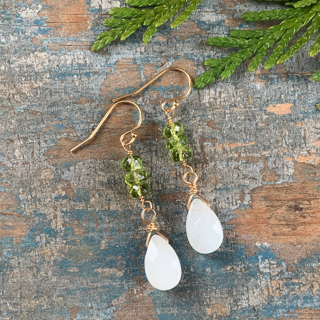 Quest Earrings / Peridot and Moonstone